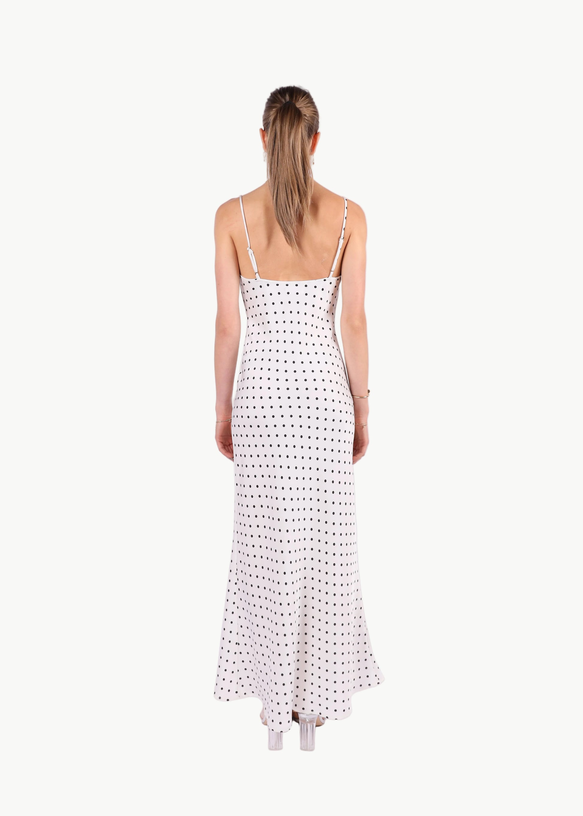 AURORA POLKA DOTS SATIN MIDI DRESS