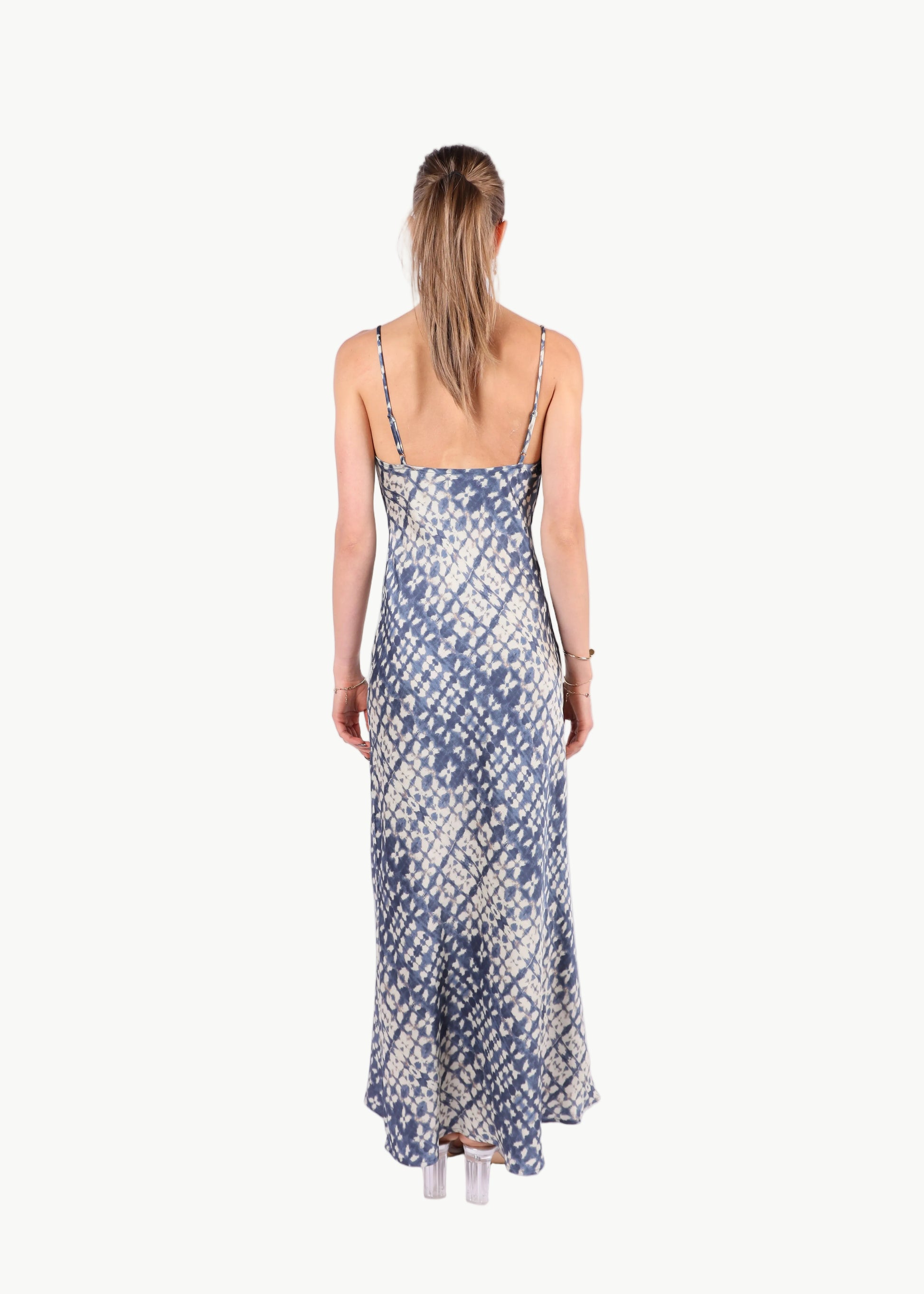 AURORA ABSTRACT SATIN MIDI DRESS