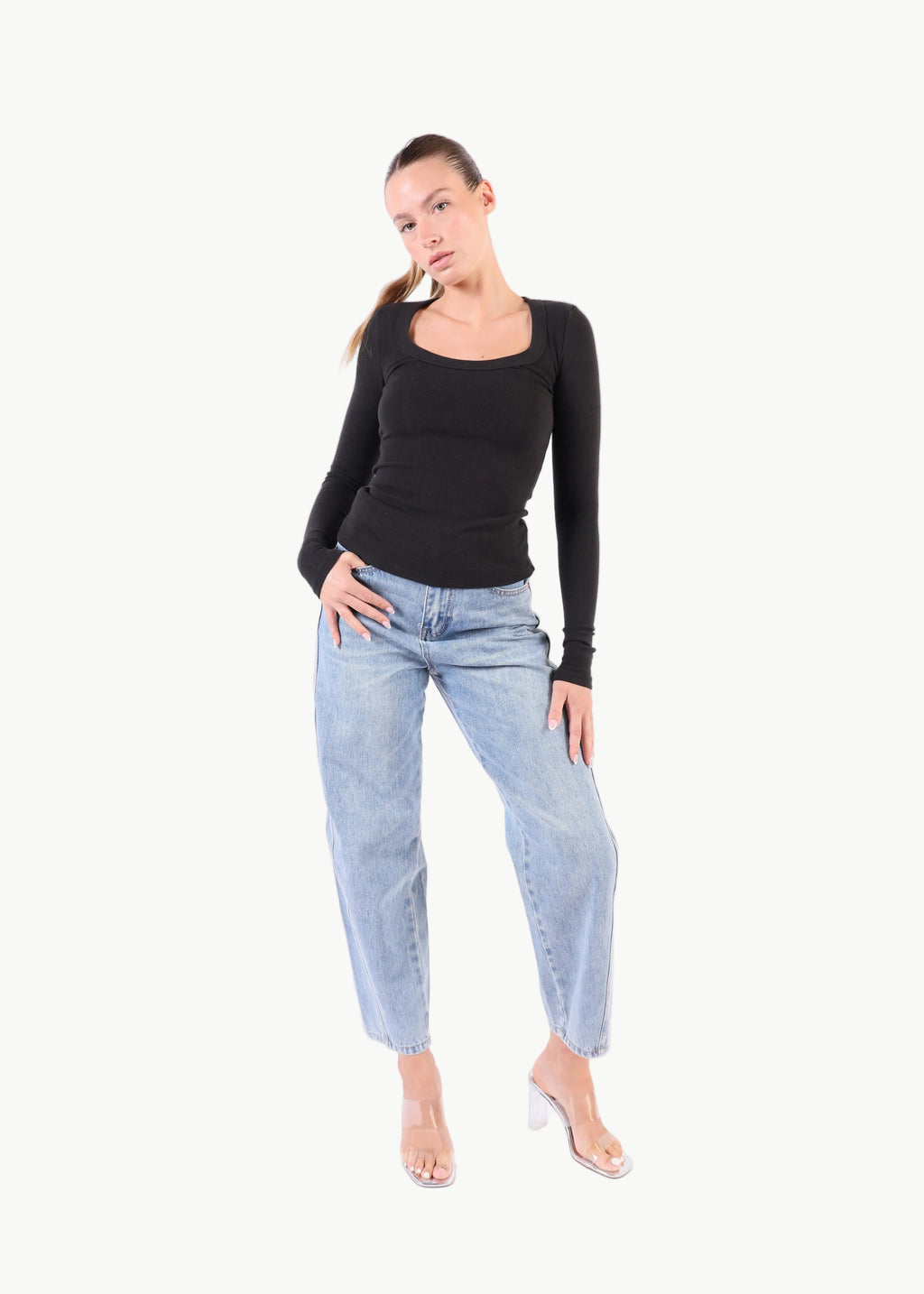LUMI RIBBED LONG SLEEVE TOP La Libéré