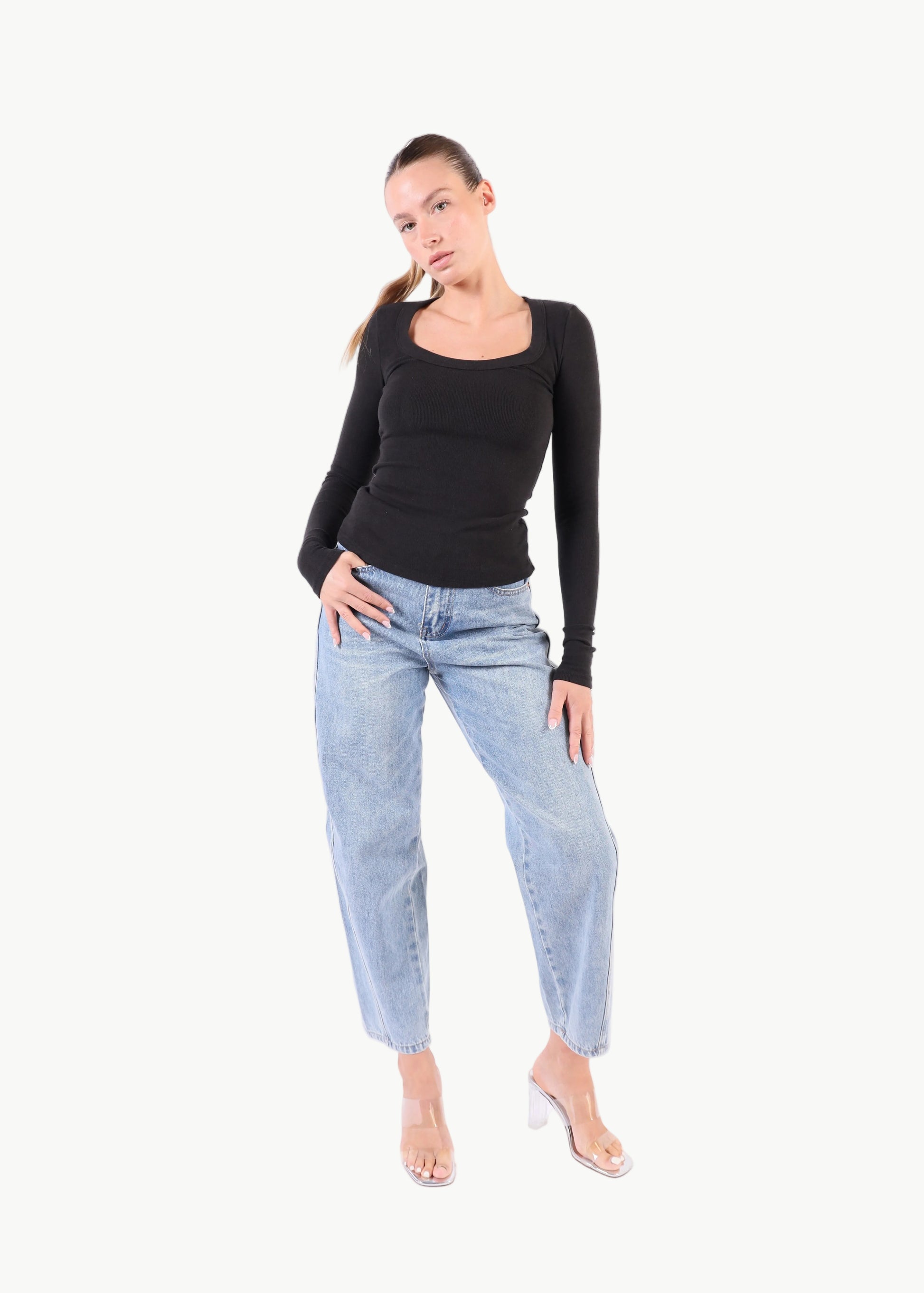 LUMI RIBBED LONG SLEEVE TOP La Libéré