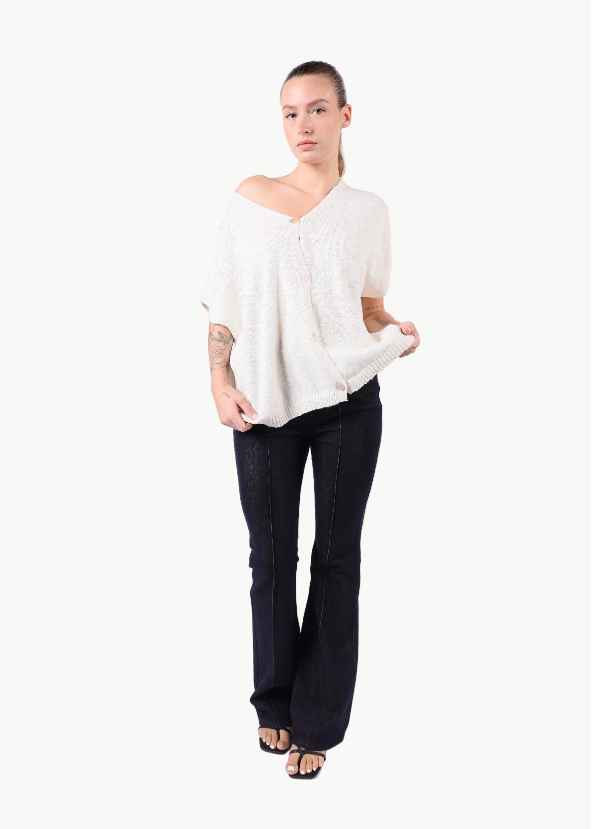 SHORT SLEEVE COTTON KNIT TOP La Libéré