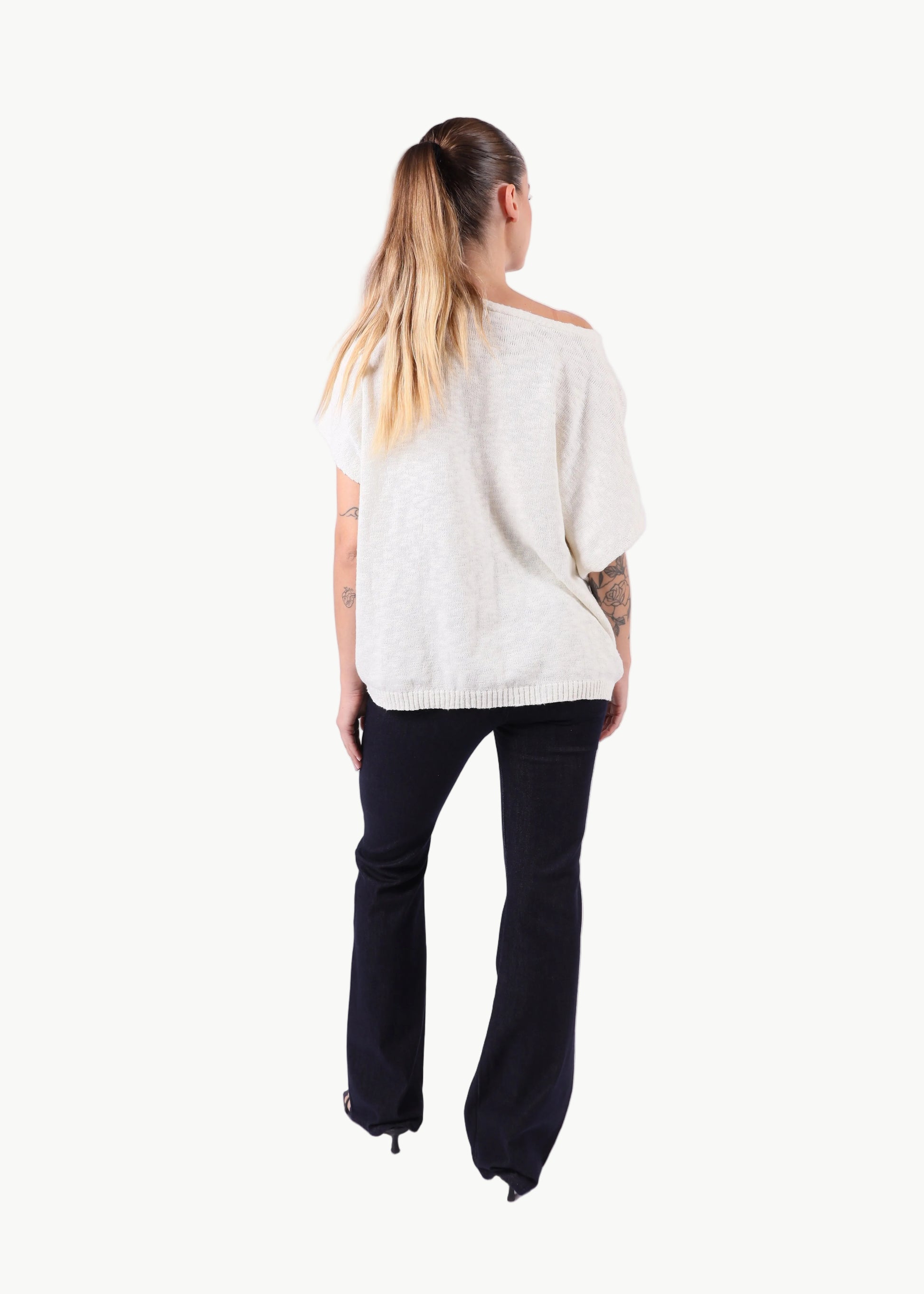 SHORT SLEEVE COTTON KNIT TOP La Libéré