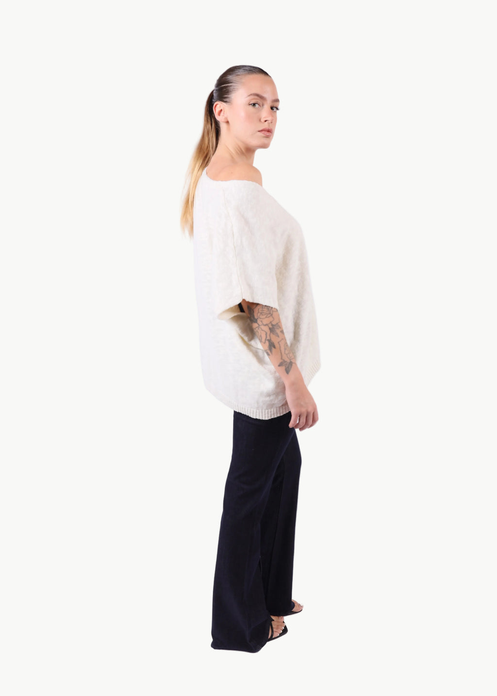 SHORT SLEEVE COTTON KNIT TOP La Libéré