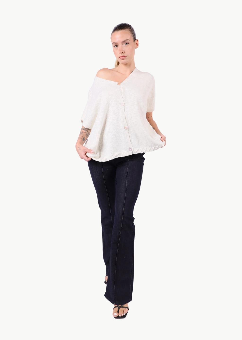 SHORT SLEEVE COTTON KNIT TOP La Libéré