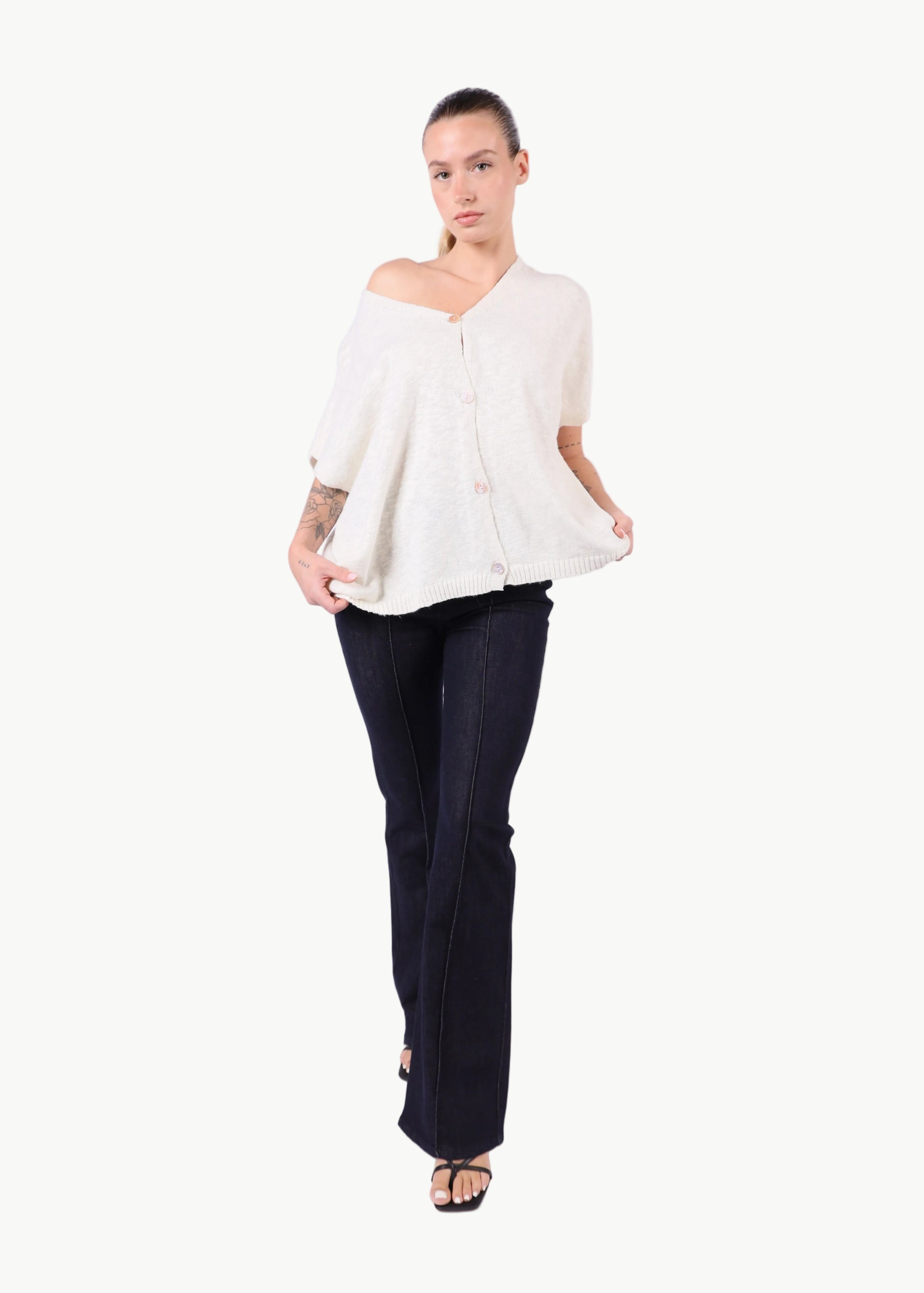 SHORT SLEEVE COTTON KNIT TOP La Libéré