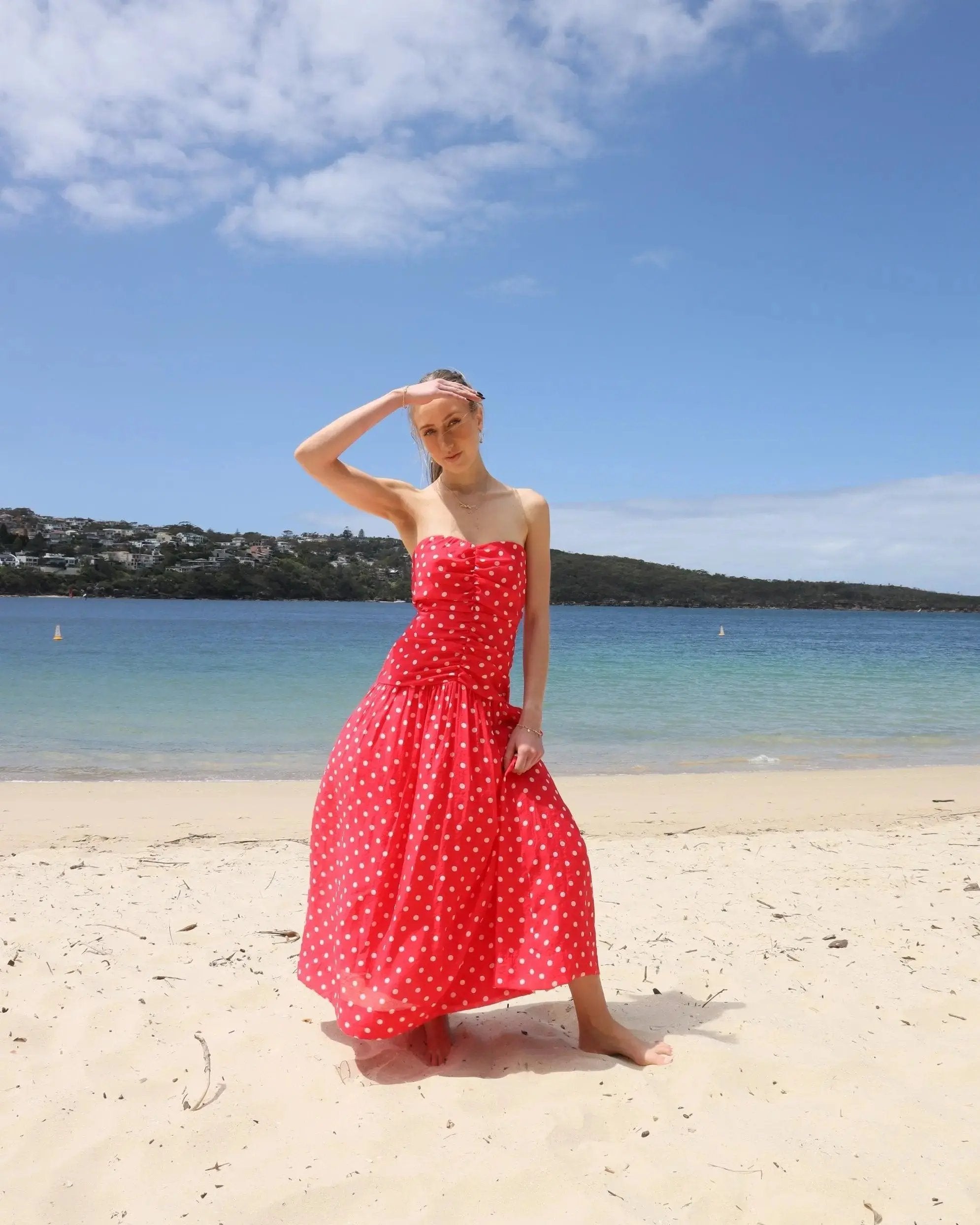 Sweetheart Polka Dots Midi Dress La Libéré