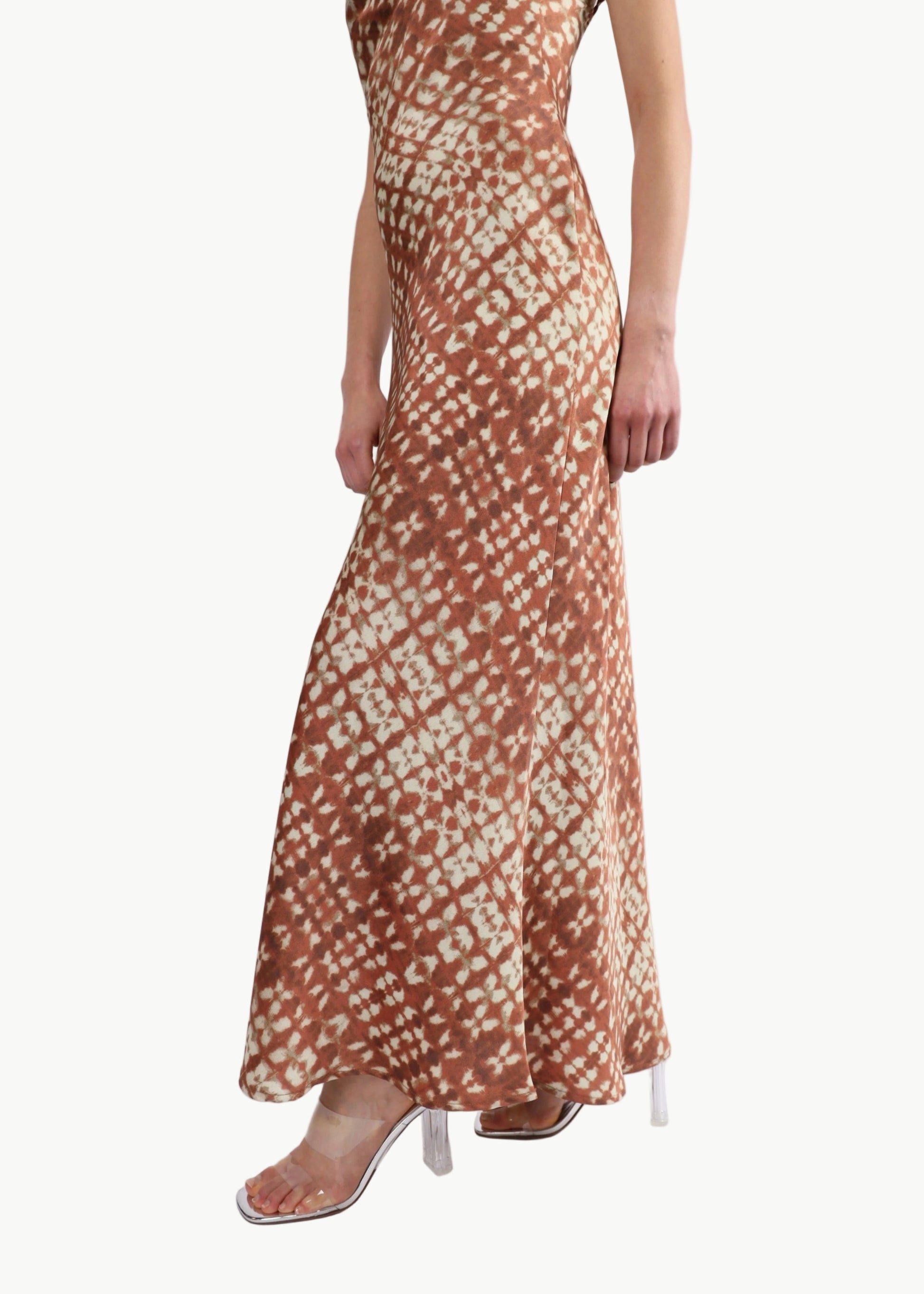 AURORA ABSTRACT SATIN MIDI DRESS My Store