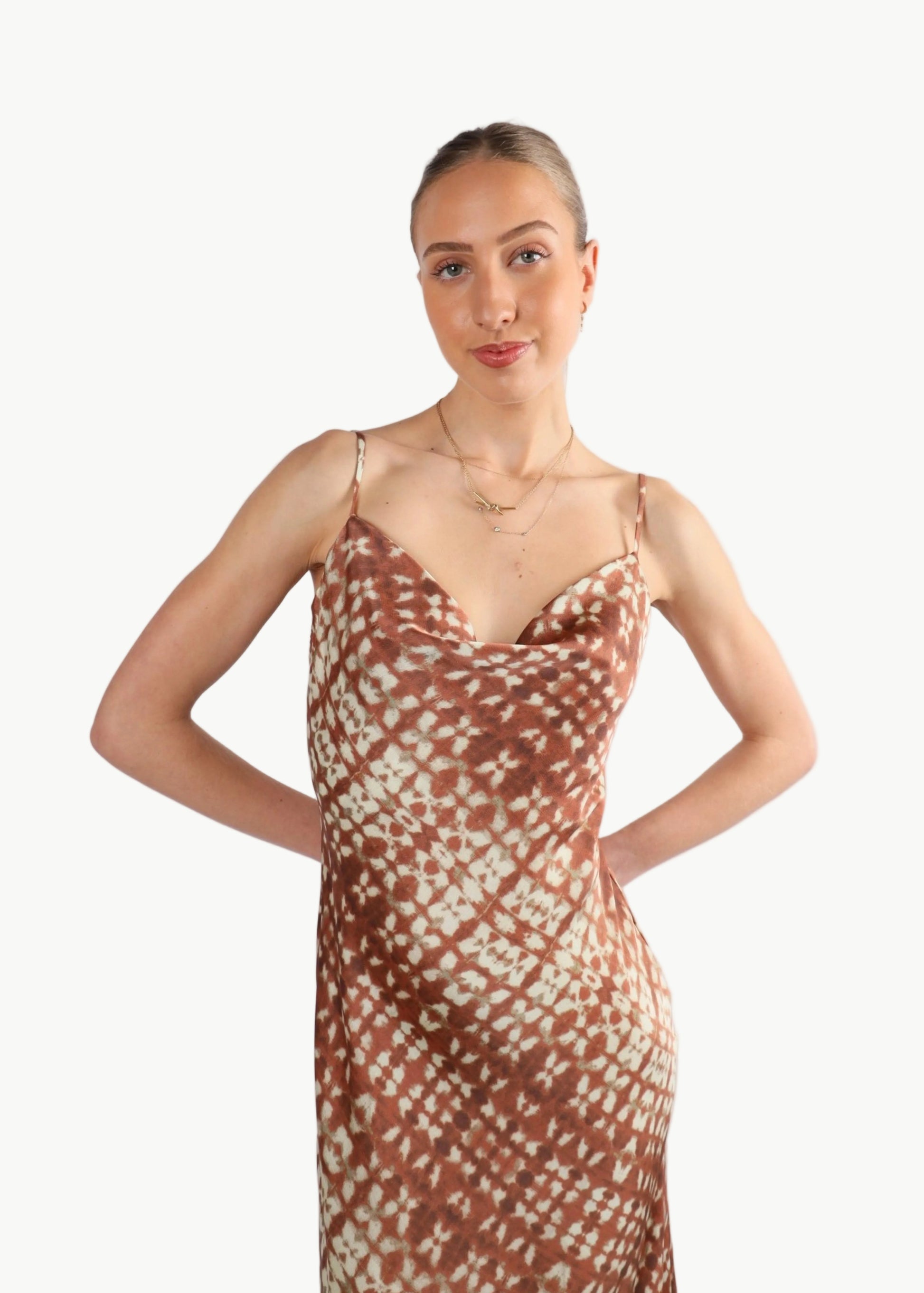 AURORA ABSTRACT SATIN MIDI DRESS My Store