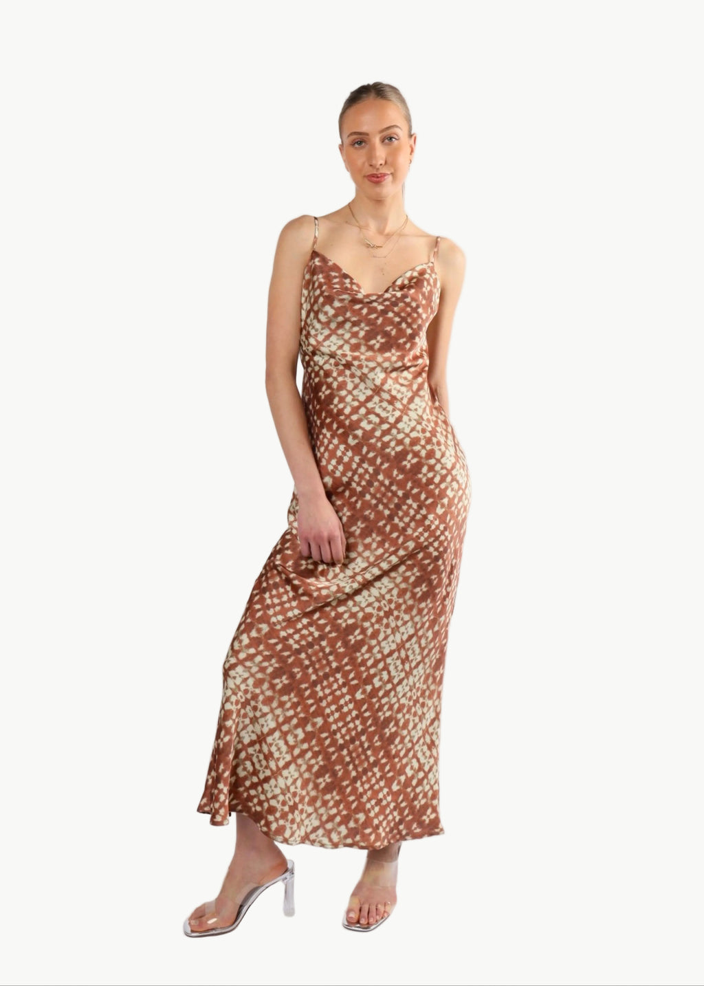 AURORA ABSTRACT SATIN MIDI DRESS My Store