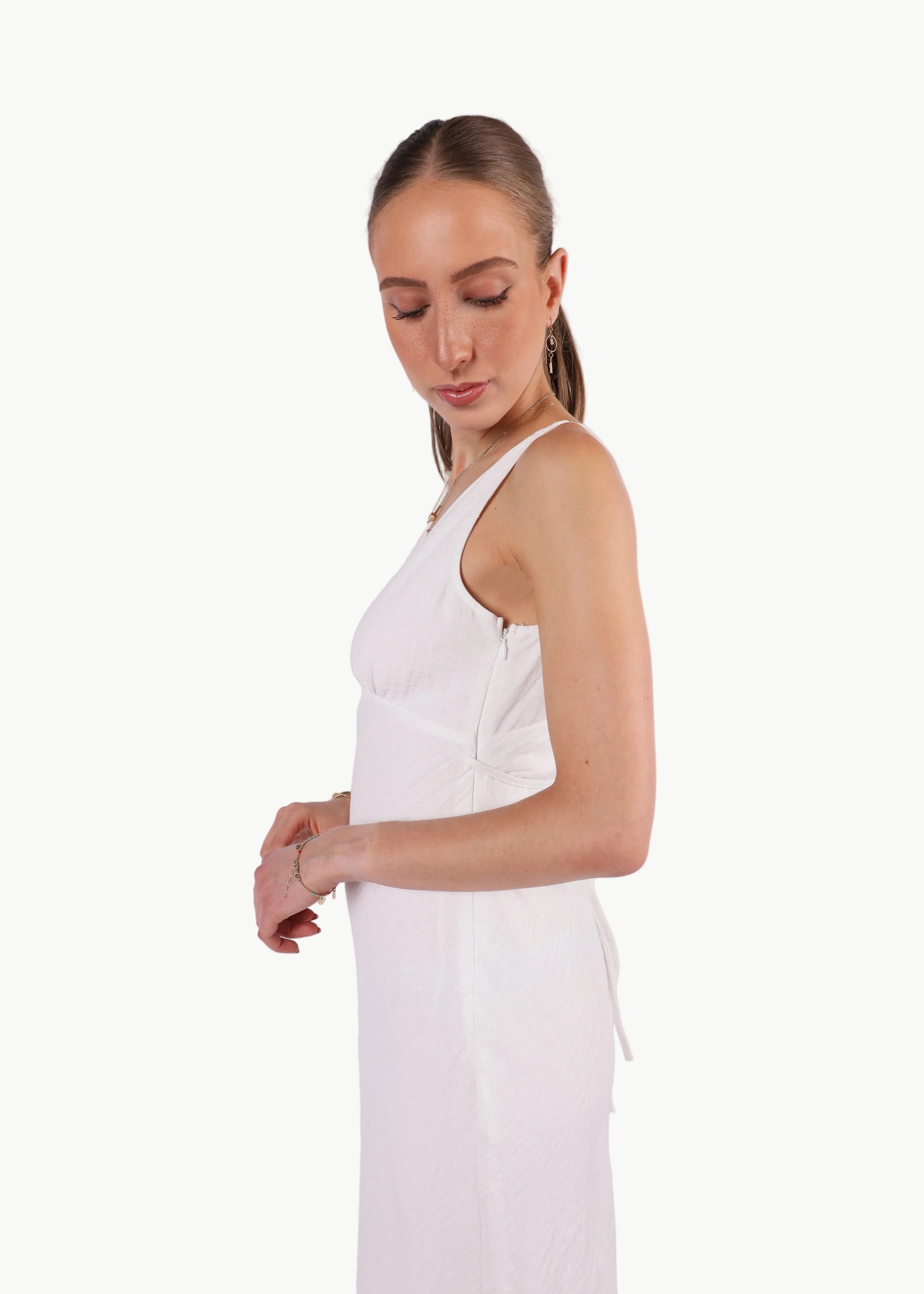 AVELINE LINEN MIDI DRESS