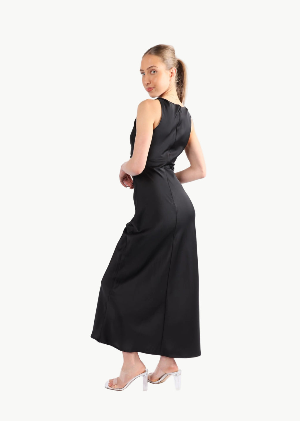 SELENE TWISTED SHOULDER SATIN MIDI DRESS My Store