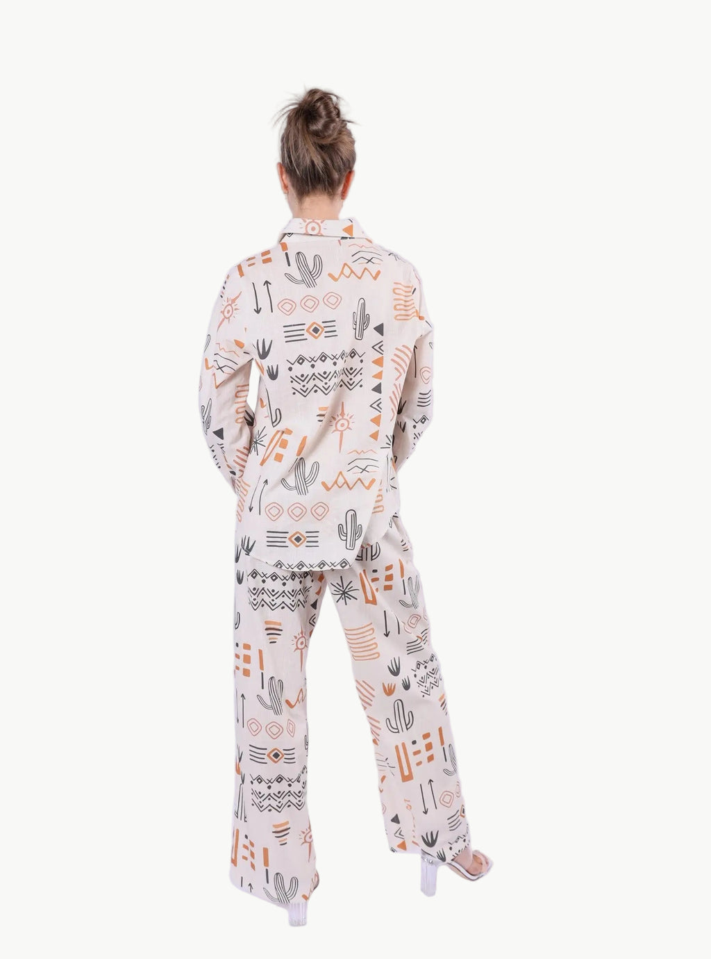 La Libéré Model Cactus Printed Shirt Pants Set 