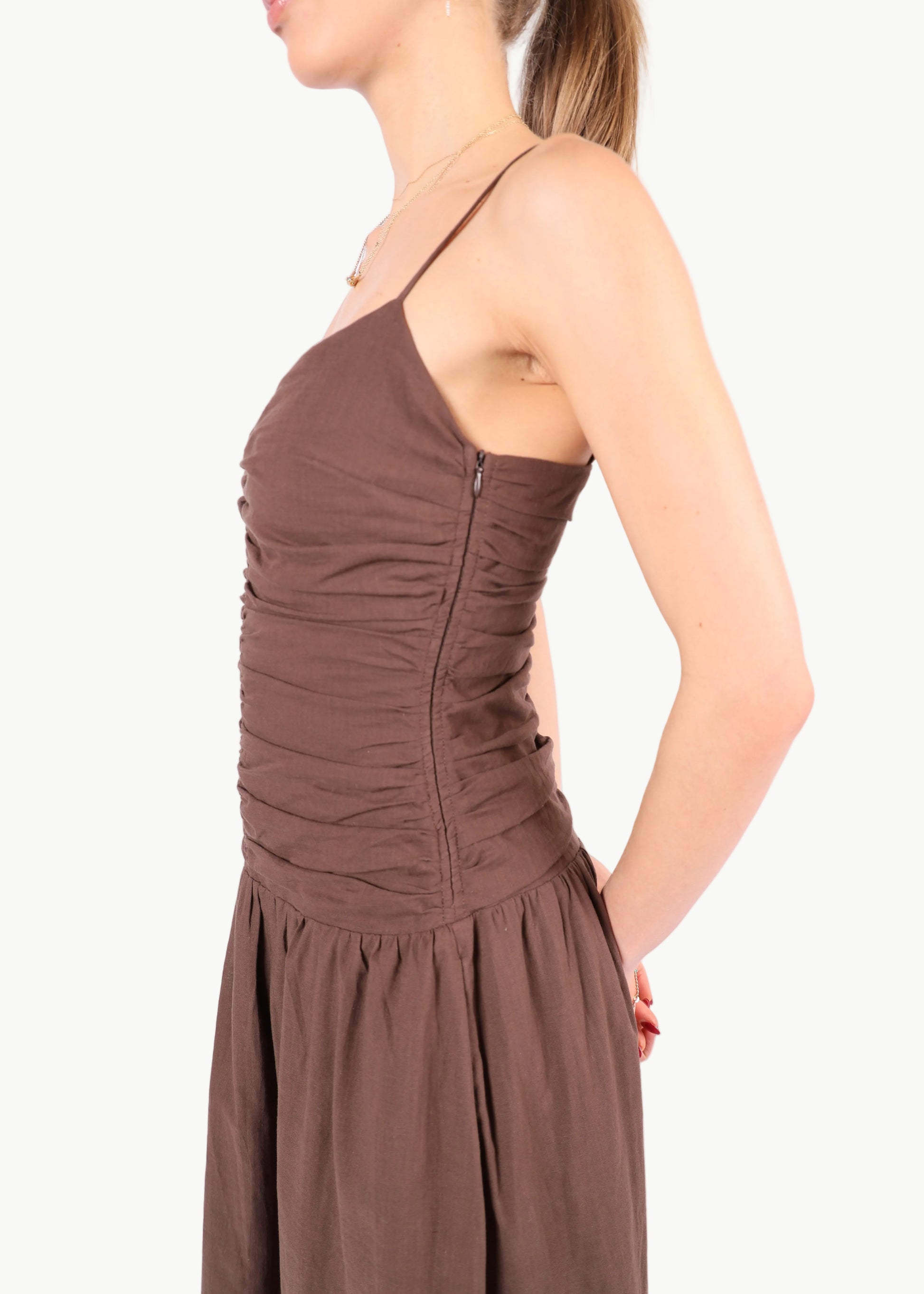 WILLOW GATHERED COTTON MIDI DRESS My Store