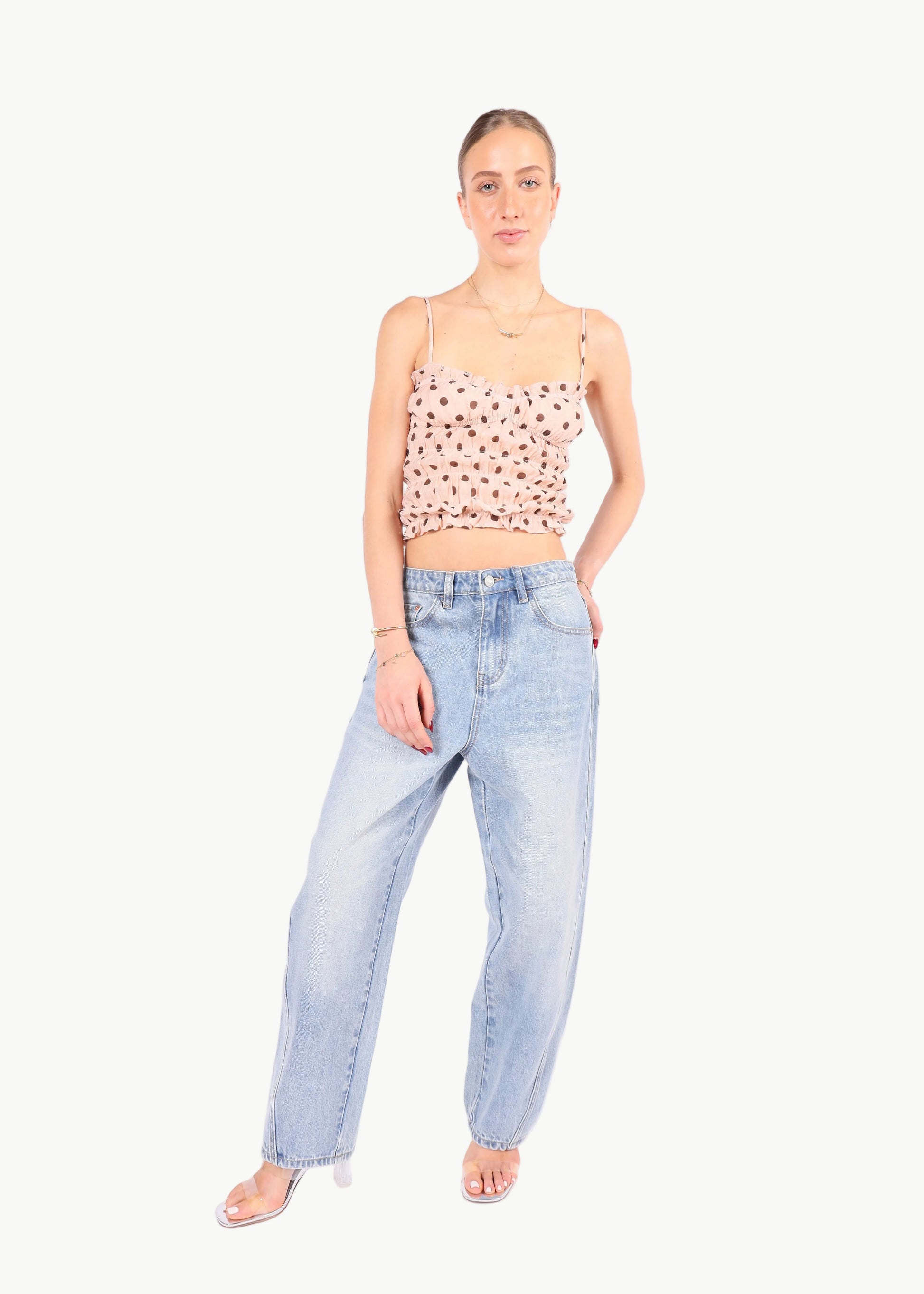 NOA POLKA DOT SHIRRED FRILL TOP My Store