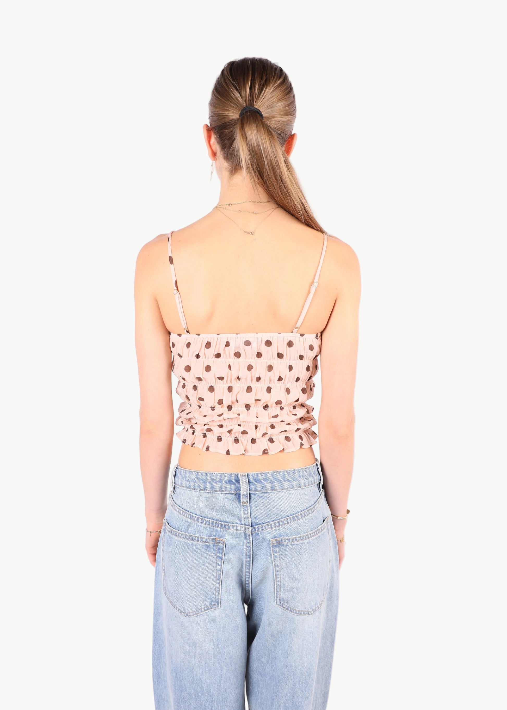 NOA POLKA DOT SHIRRED FRILL TOP My Store