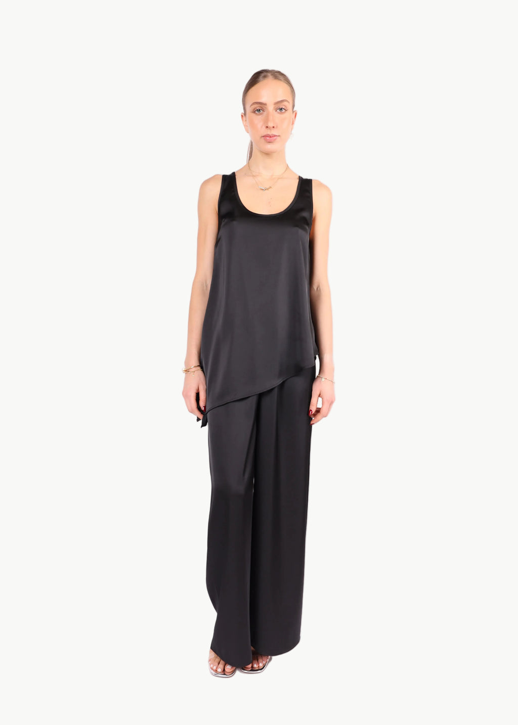 SLOANE SATIN WIDE-LEG PANTS