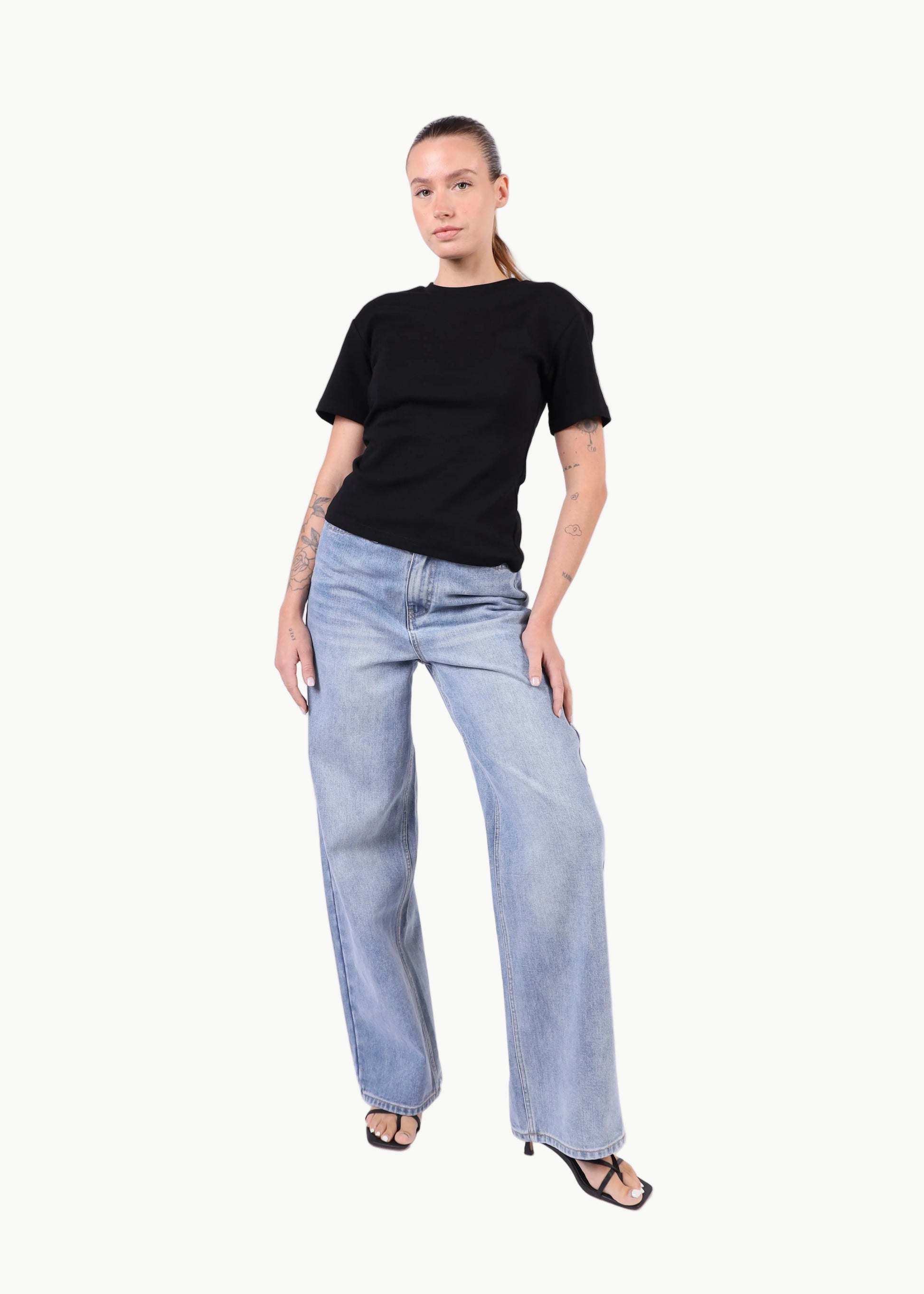 KAIA RUCHED COTTON TEE La Libéré