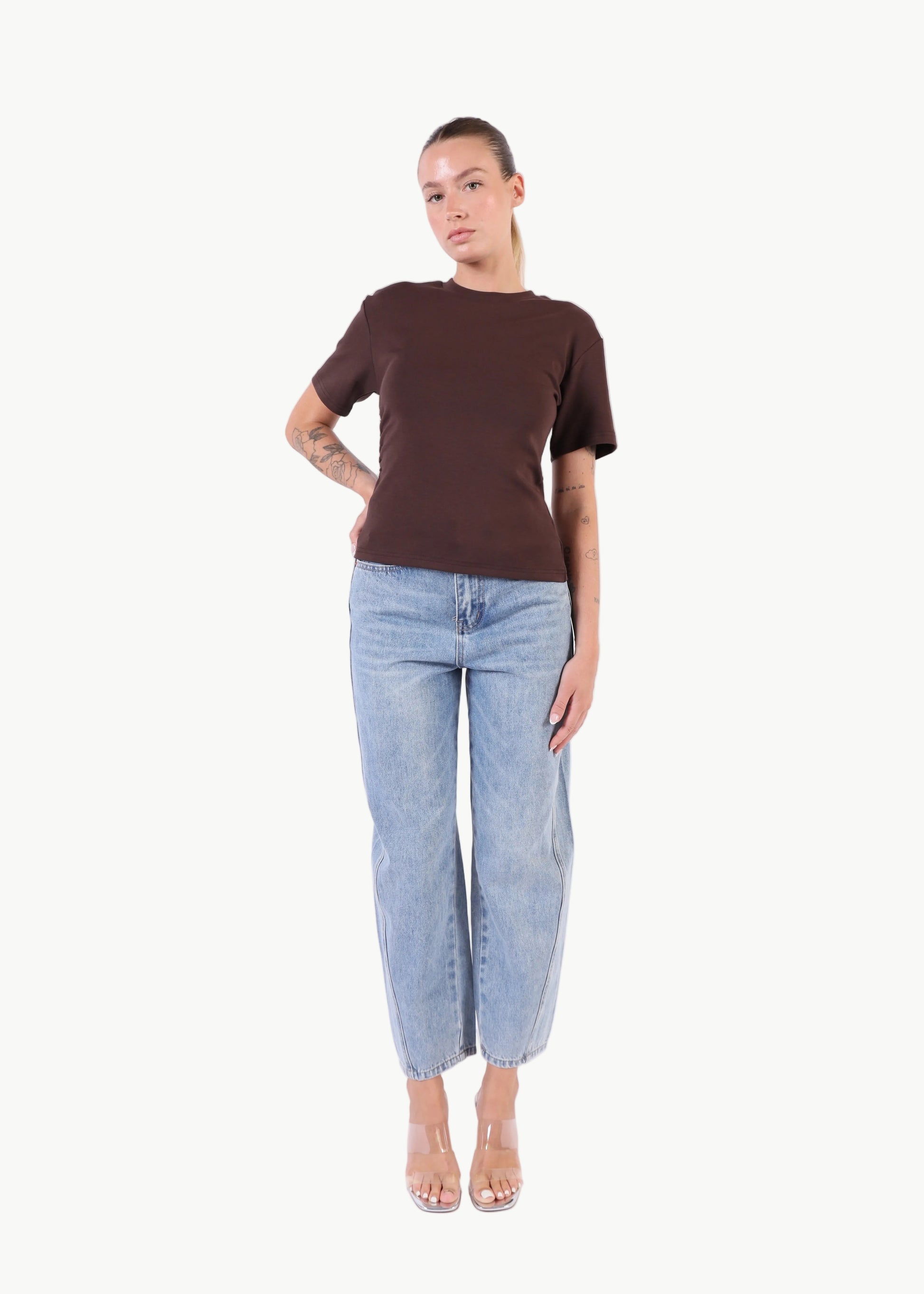 KAIA RUCHED COTTON TEE La Libéré