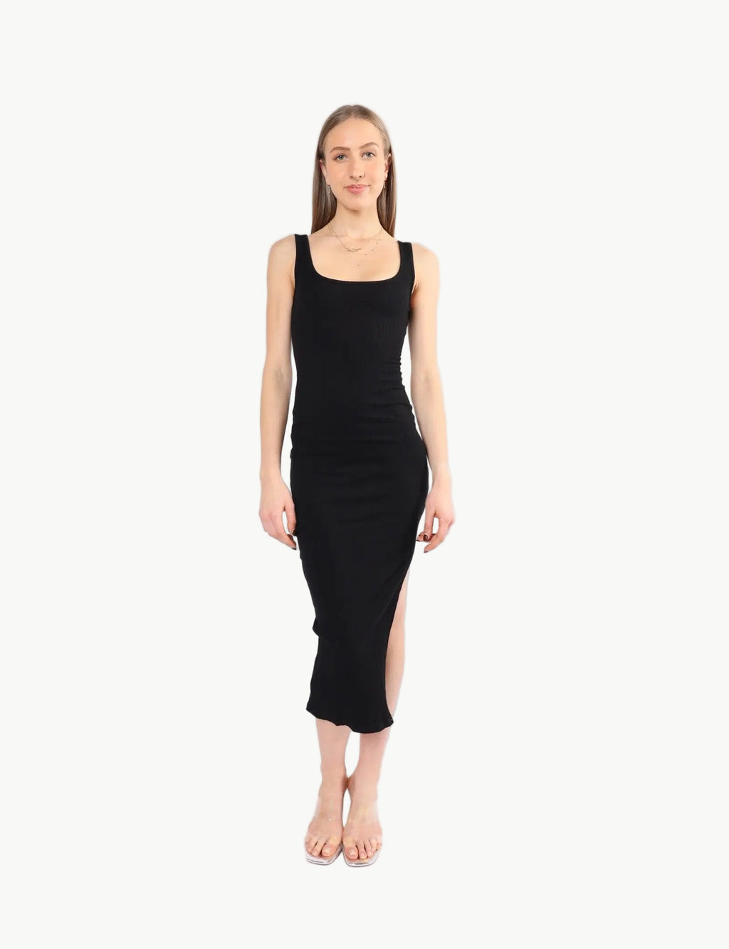 La Libéré Model  Ribbed Midi Dress 