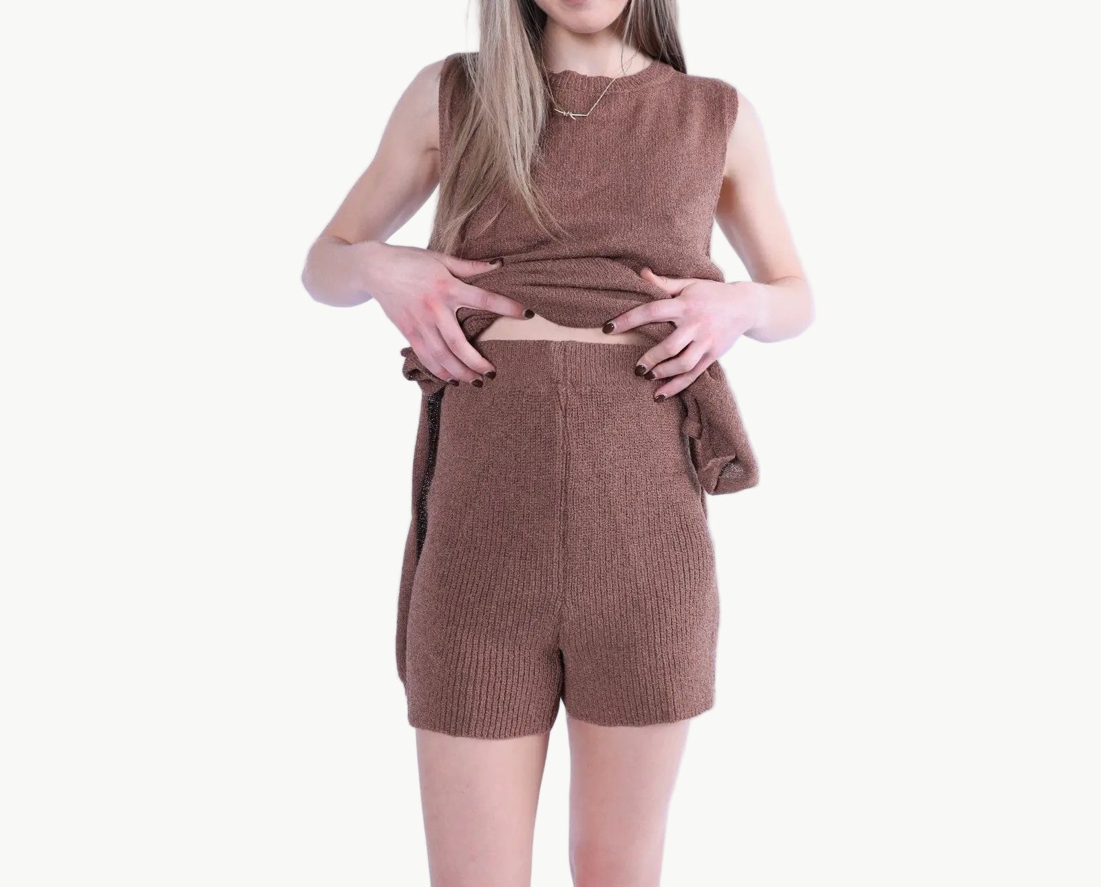 Knit Vest Top Shorts Set My Store