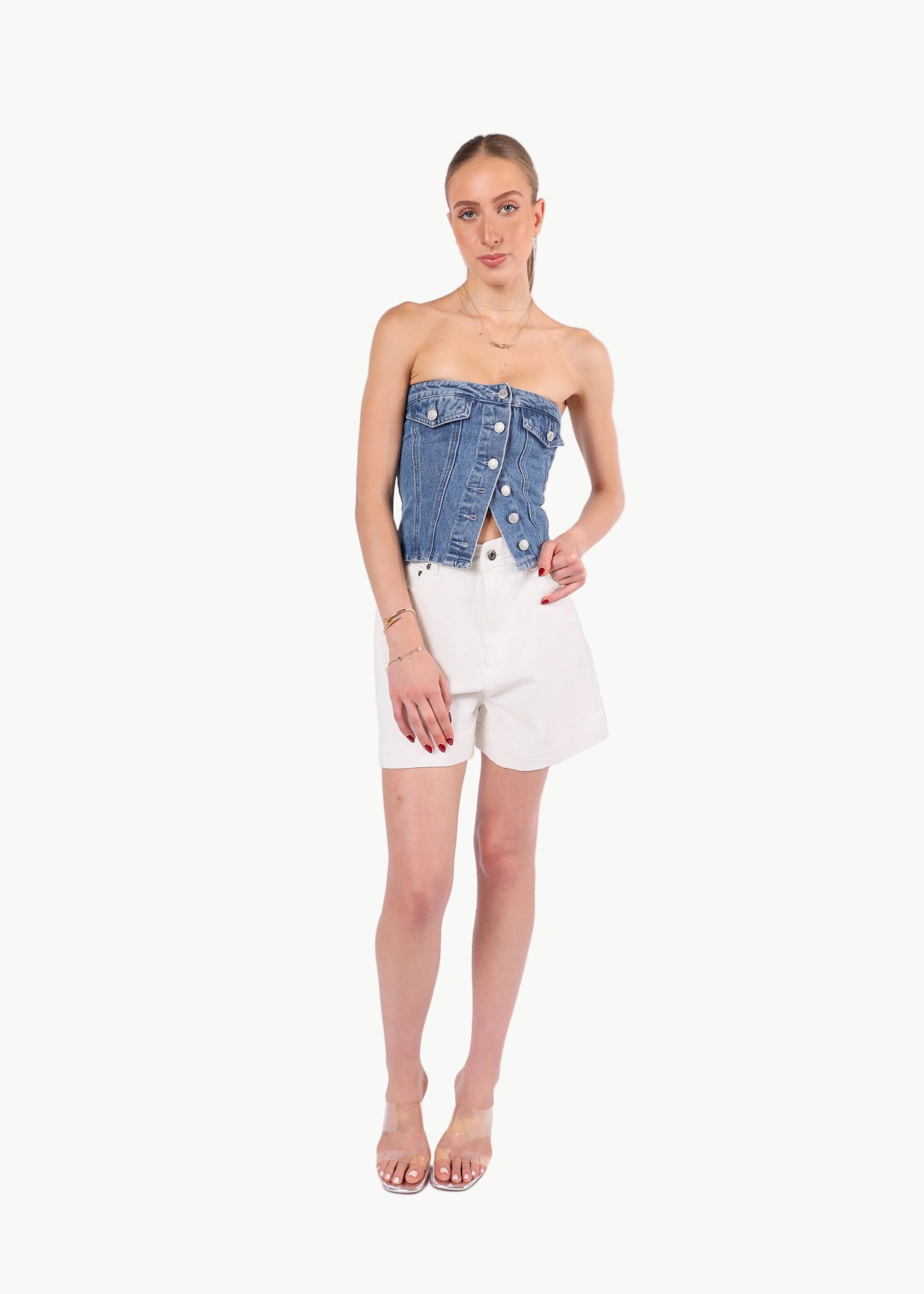 ODETTE DENIM BUSTIER TOP