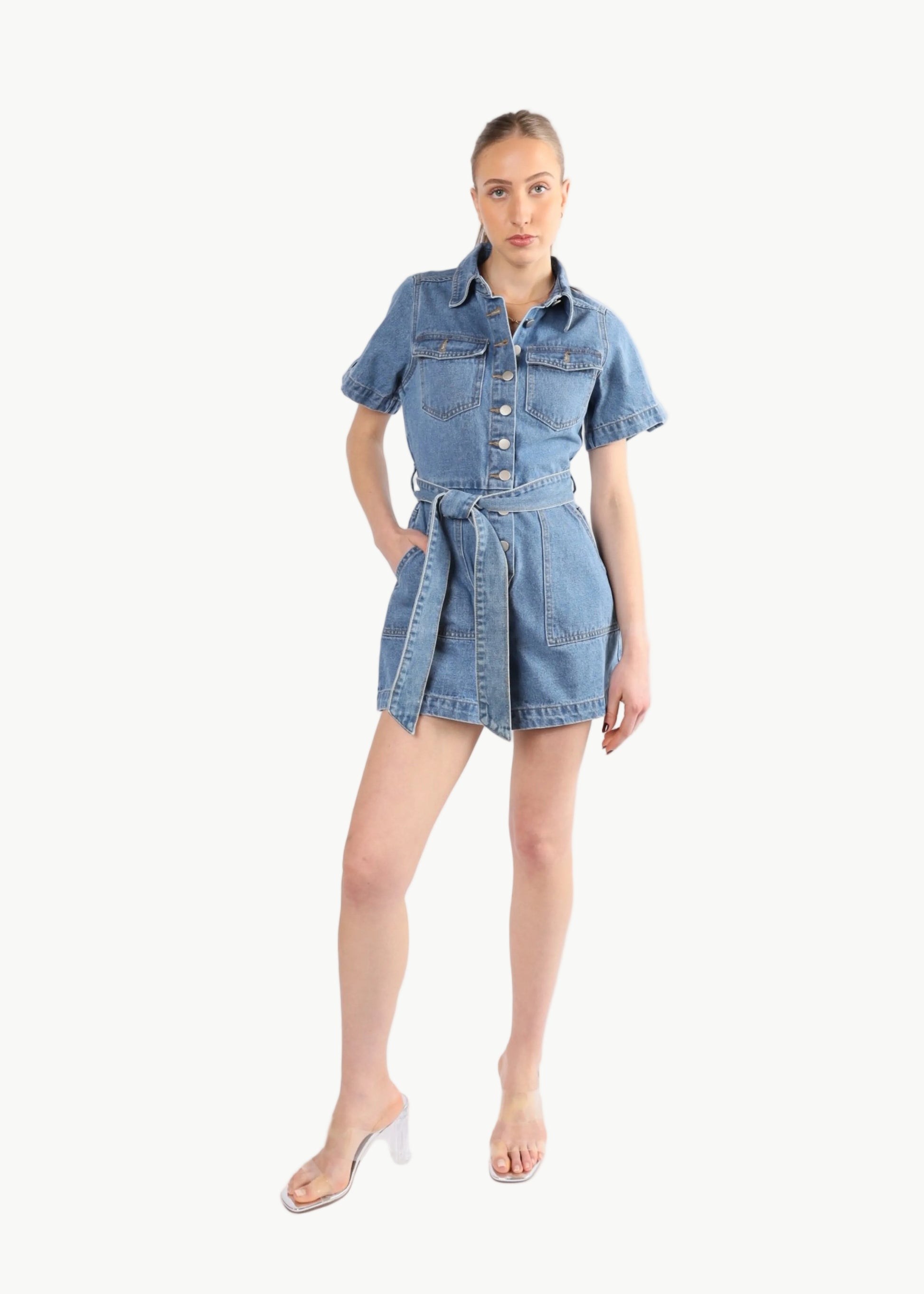 ODETTE DENIM PLAYSUIT
