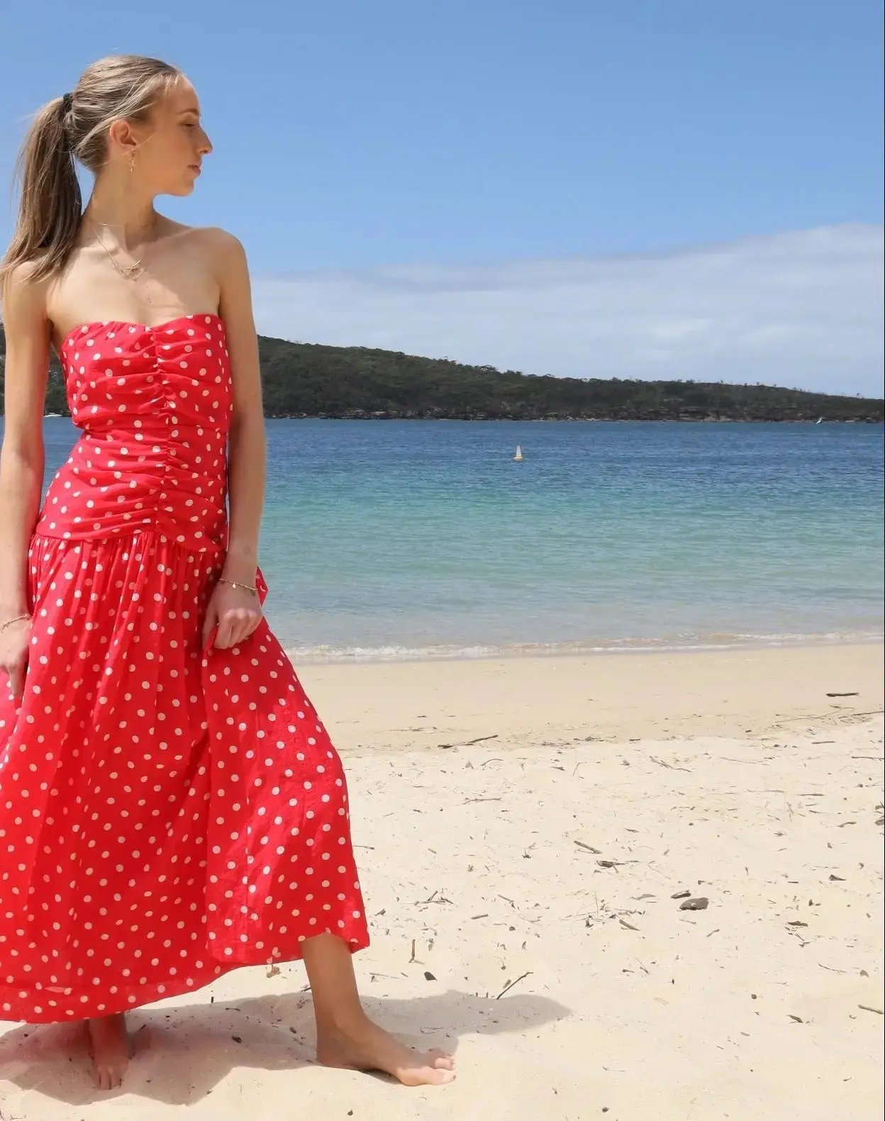 Sweetheart Polka Dots Midi Dress La Libéré